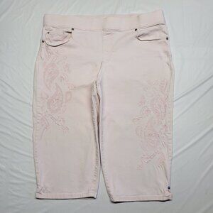 Gloria Vanderbilt Jeans Avery Skimmer Womens Size 12 Embroidered Slimming Pink
